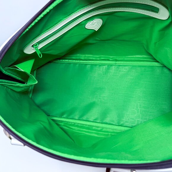 Diane von Fürstenberg Canvas Weekender Swirl Heart Print Navy/White Green Lining - Picture 9 of 15